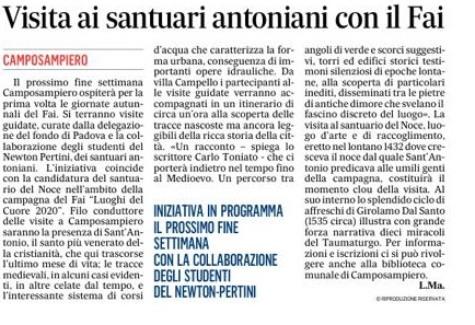 Il Gazzettino - "Visita ai santuari Antoniani con il FAI"